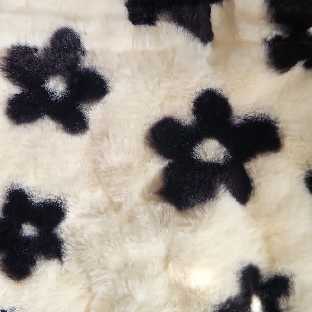 Black & White Floral Fuzzy Tote Bag - Picture 3 of 3